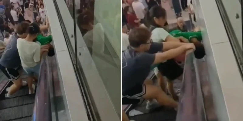 Child Stuck in Escalator