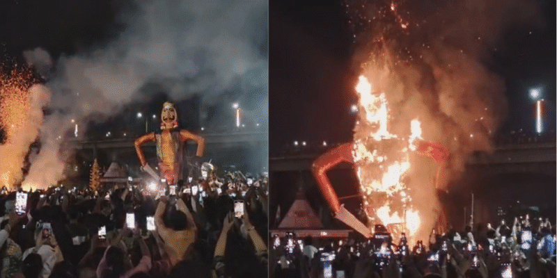 पंचवटी में गूंजा जय श्रीराम: नासिक में हुआ 42 फुट ऊंचे रावण का दहन 1 नासिक